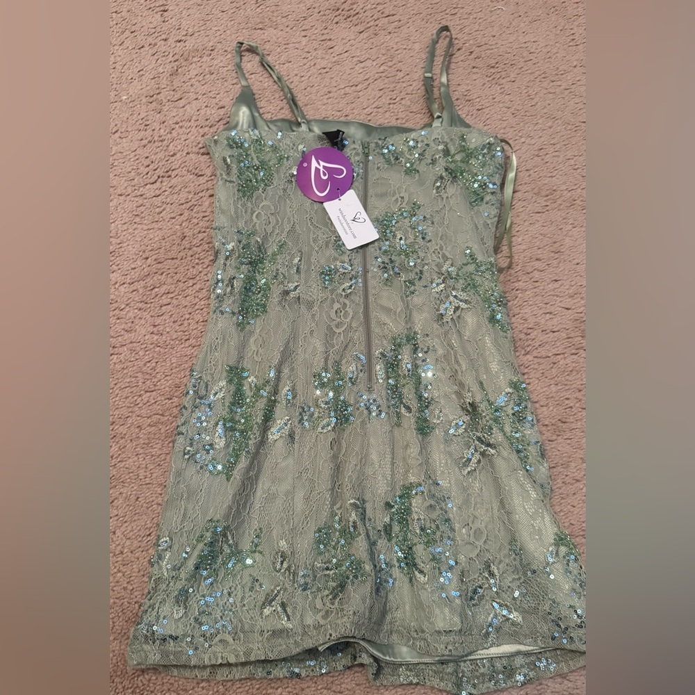 Odette Sequin Beaded Floral Lace Mini Dress